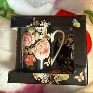 KENT POTTERY 1887 Beautiful Floral Garden 2PC Ceramic Cup